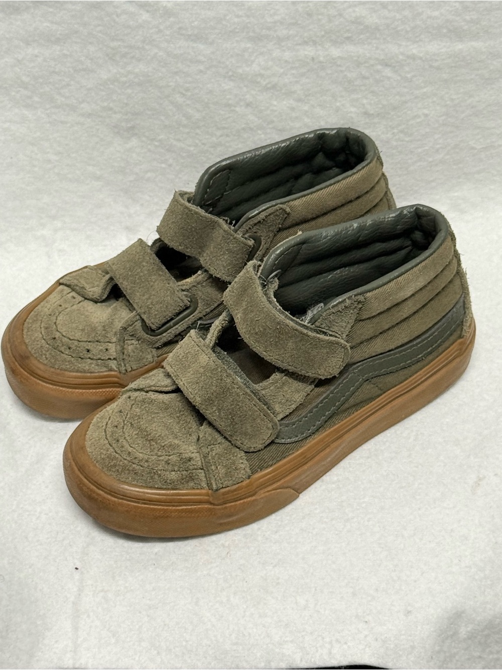 Vans Kids SK8 Mid Olive Suede Sneakers with Gum Sole